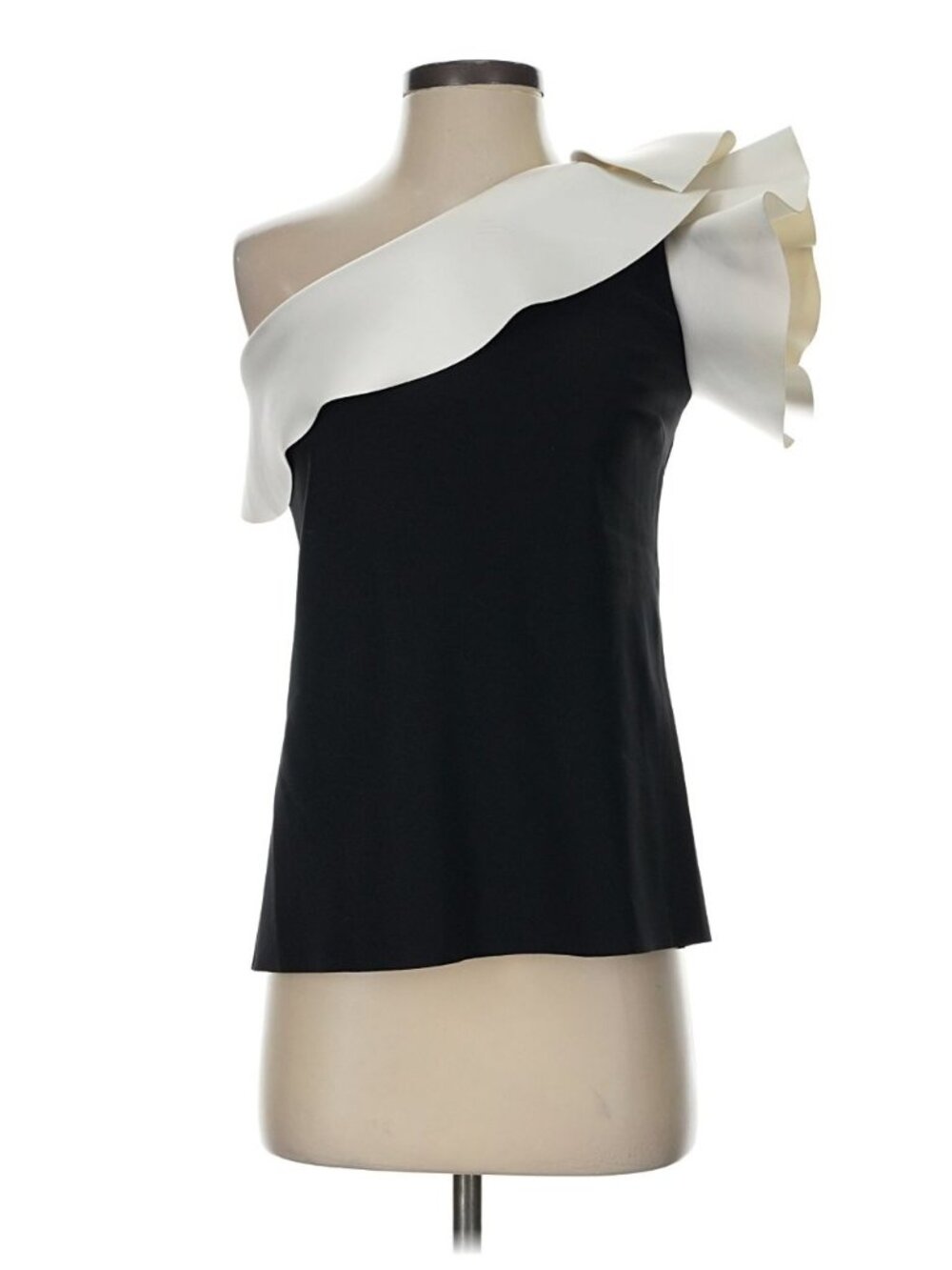 CHIARA BONI La Petite Robe Black Ivory One Shoulder Top Shirt Tank Size 40 Italy